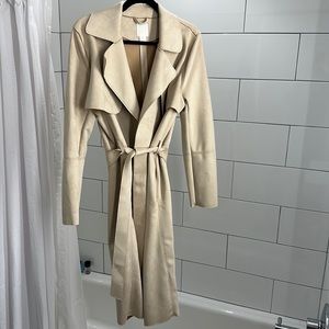 Faux Suede Belted Trench Coat 🧥